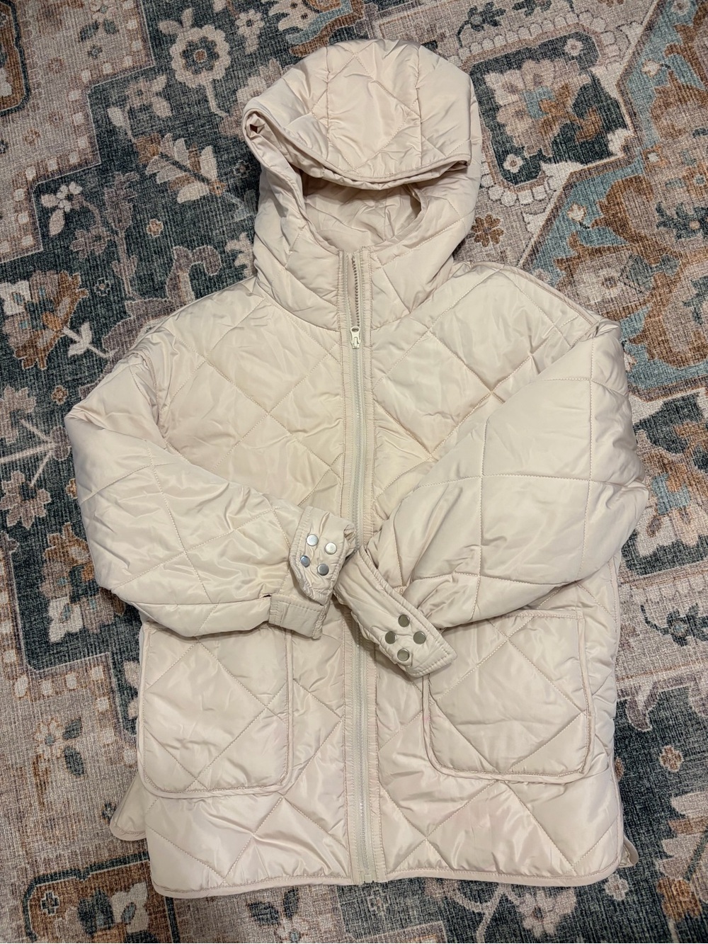 Quilted Hooded Jacket - Cream